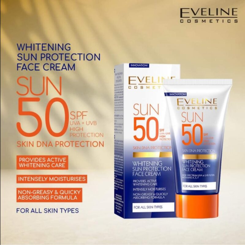 ضد آفتاب روشن کننده انواع پوست اولاین Eveline Sun Care Cream Spf 50 