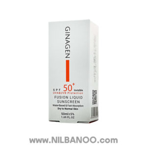 ضدآفتاب بی رنگ SPF50 فیوژن لیکوئید ژیناژن مناسب پوست خشک و نرمال