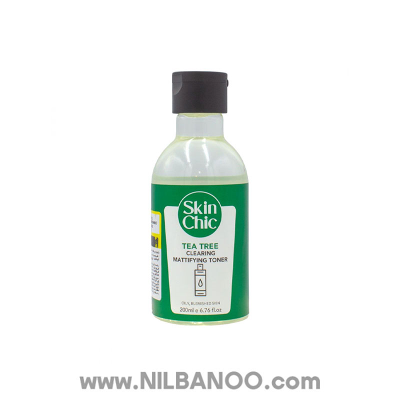 Clearing Tea Tree Oil Toner SKIN CHIC-1 تونر مات کننده اسکین شیک حاوی روغن درخت چای مناسب پوست چرب